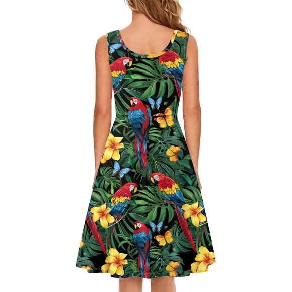 Women's Sleeveless A-Line Beach Dress Polyester Sized to 8 with Pockets - Picture 3 of 5